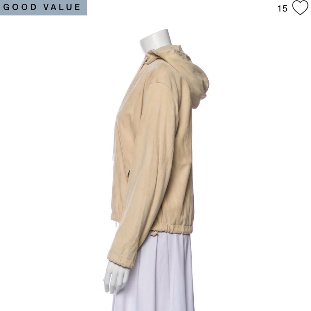 Vince Women's Suede Beige Hooded Utility Jacket-size M - Picture 13 of 16